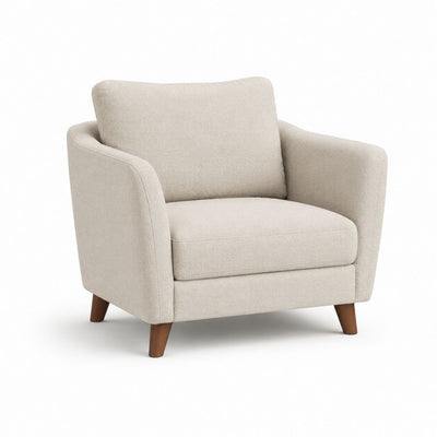 Poltrona da soggiorno beige in poliestere con gambe in legno massello 76 x 82 x 78 cm