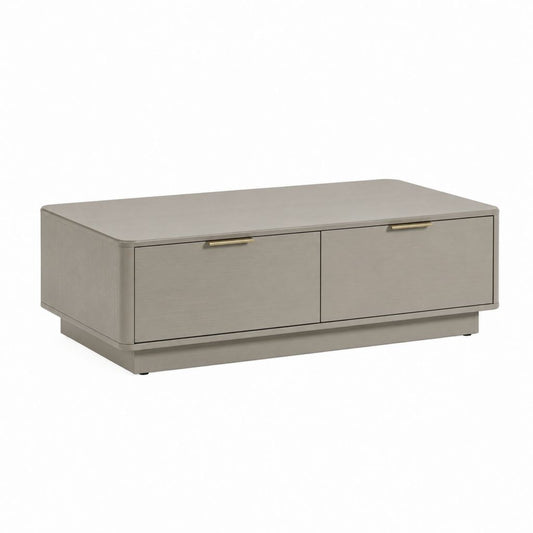 Tavolino da caffè con 2 cassetti grigio tortora in MDF rettangolare 120 x 60 x 40 cm