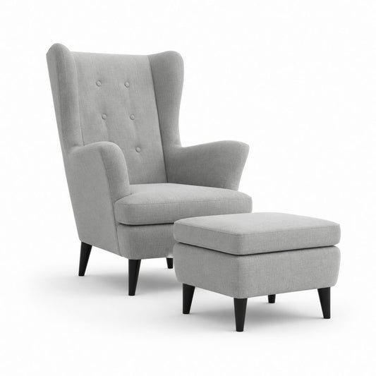 Set poltrona relax con poggiapiedi grigio in poliestere con schienale alto 78 x 86 x 105 cm
