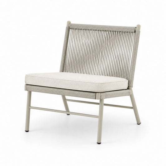 Sedia da giardino beige in alluminio e corda in polipropilene con cuscino 76 x 72 x 82 cm