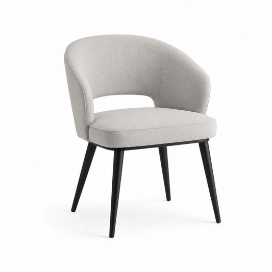Sedia da pranzo imbottita grigio chiaro in poliestere arrotondata con gambe in acciaio 56 x 59 x 80 cm