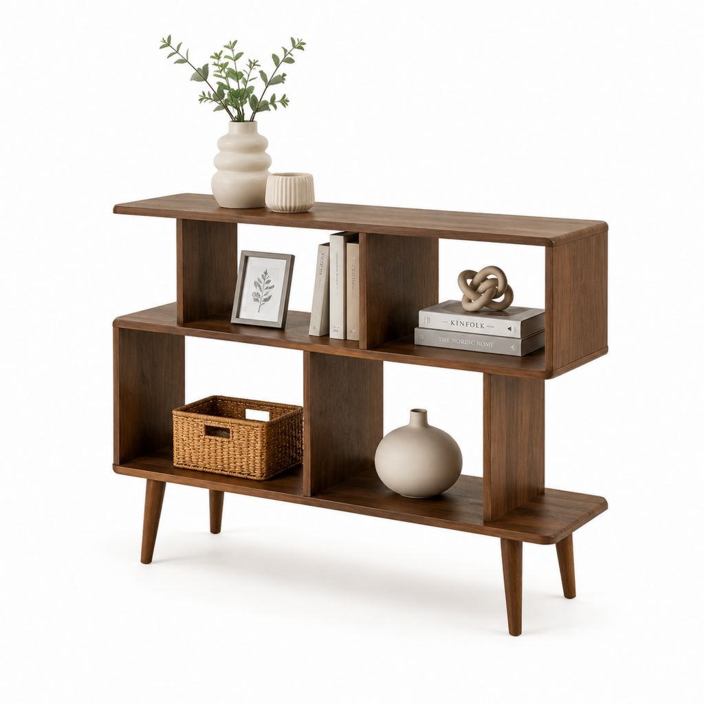 Libreria divisoria soggiorno marrone noce in MDF impiallacciato 120 x 30 x 100 cm