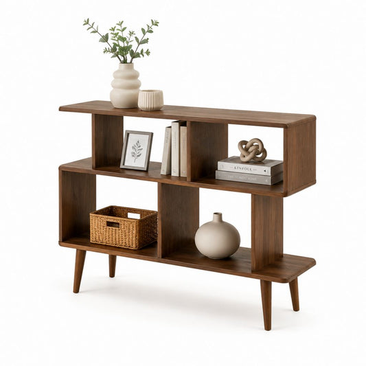 Libreria divisoria soggiorno marrone noce in MDF impiallacciato 120 x 30 x 100 cm