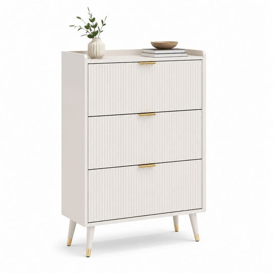 Scarpiera a 3 ante a ribalta bianca in MDF 80 x 30 x 120 cm