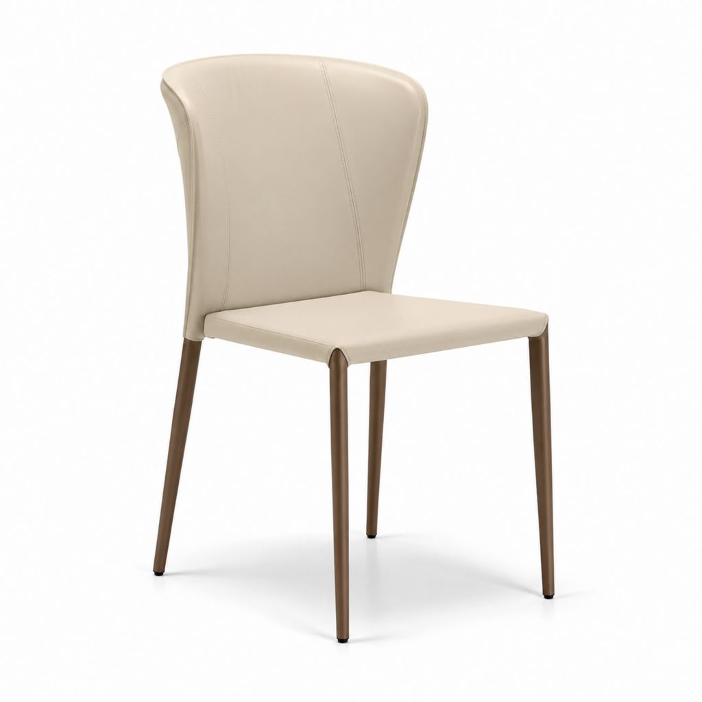 Sedia da pranzo beige in similpelle PU con gambe in acciaio 45 x 55 x 100 cm